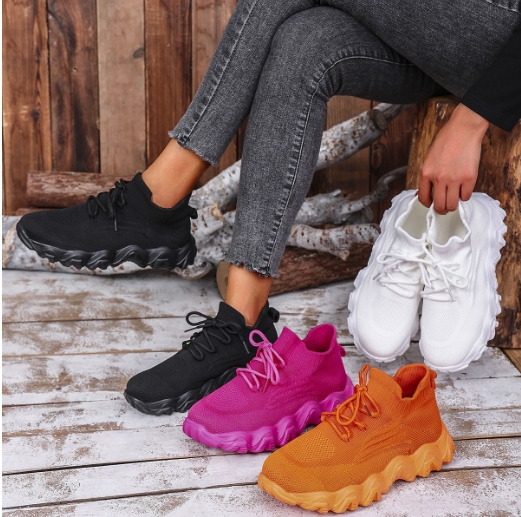 Fashionable one foot solid color slim strap set with mesh mesh casual shoes