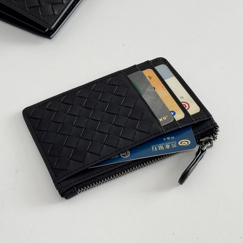 Woven Leather Zip Wallet