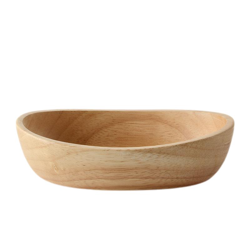 Solid Oak Boat Bowl Shape Rolling Tray