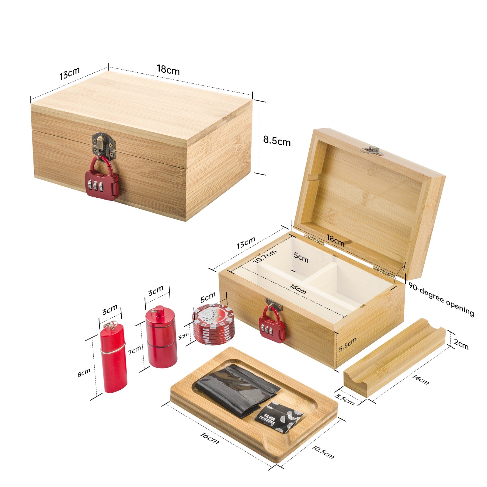 PUFFING BIRD Wooden Stash Box with Lock and key-Organiz Your Accessories