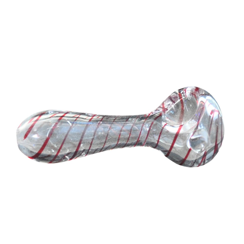 Red Spiral Clear Glass Spoon Pipe - PuffingBird