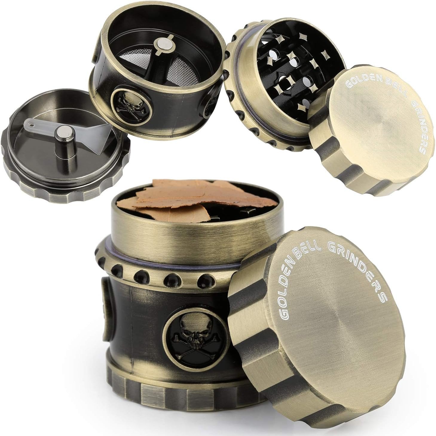 50mm Zinc Alloy Skull Design Four-Layer Metal Vintage Weed Grinder