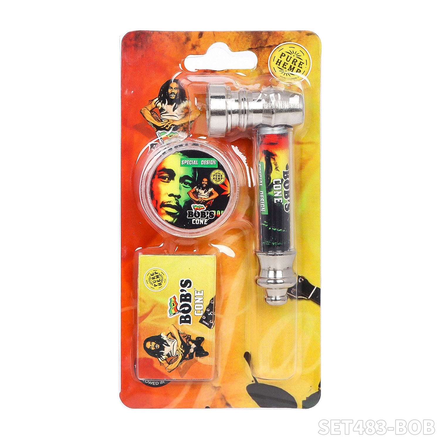 Bob's Cone Metal Pipe with Card Packaging