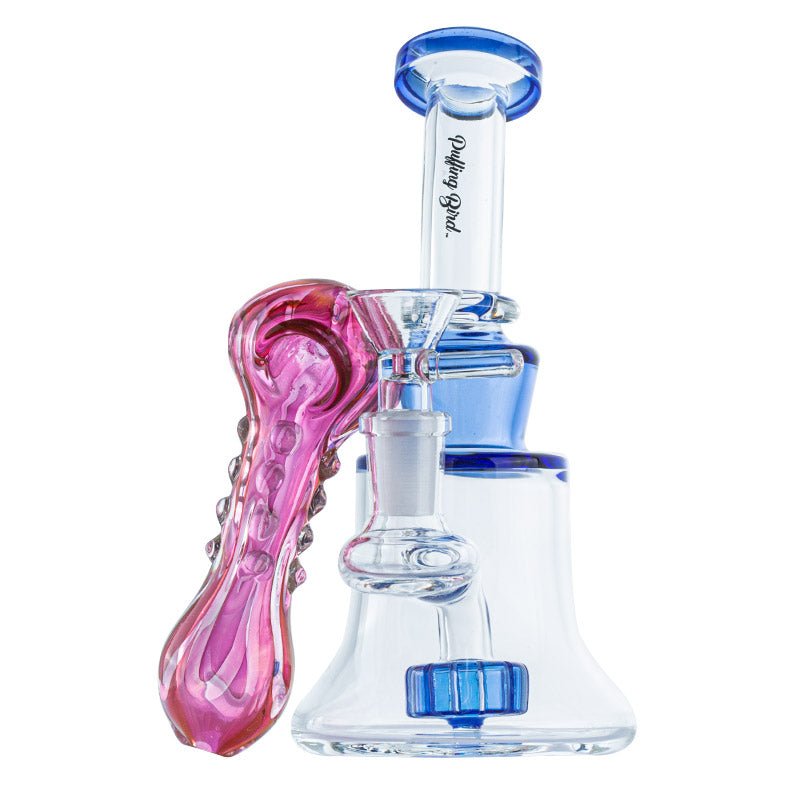 Showerhead Perc Dab Rig w/ Pink Girly Fumed Glass Pipe Set