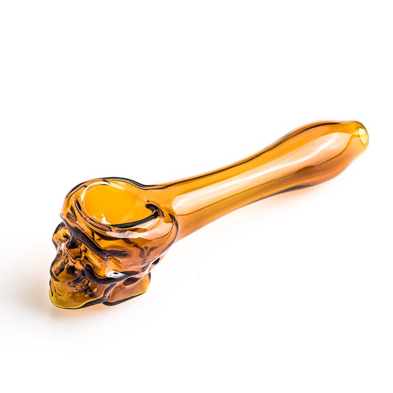 Orange Skull Theme Glass Pipe - PuffingBird