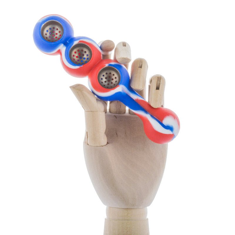 Silicone Triple Bowl Pipe (Random Color)