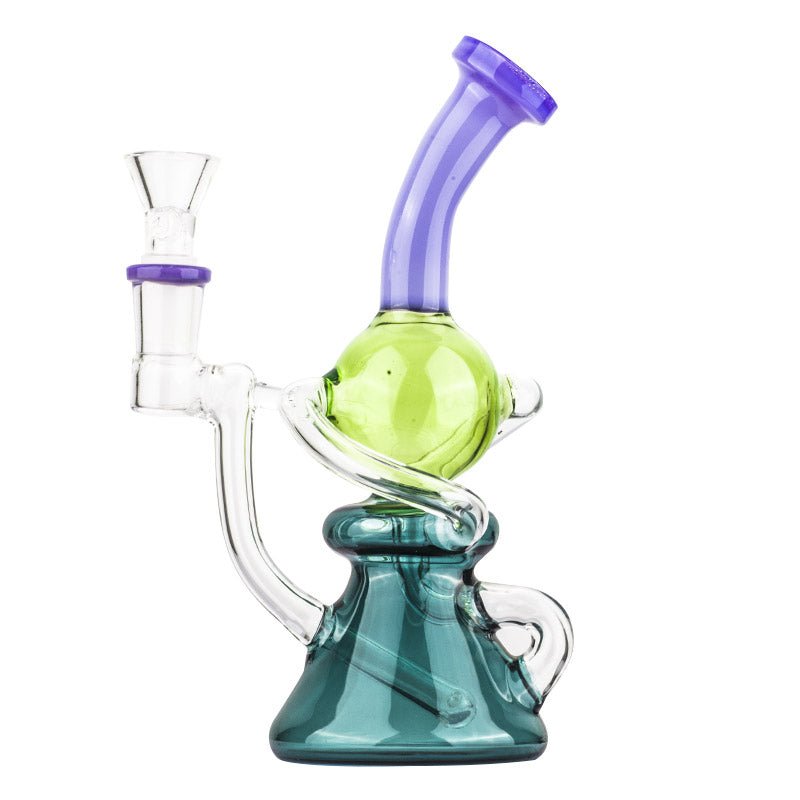 Colored Recycler Dab Rig w/ Blue Lookah Q7 Electric Nail Set