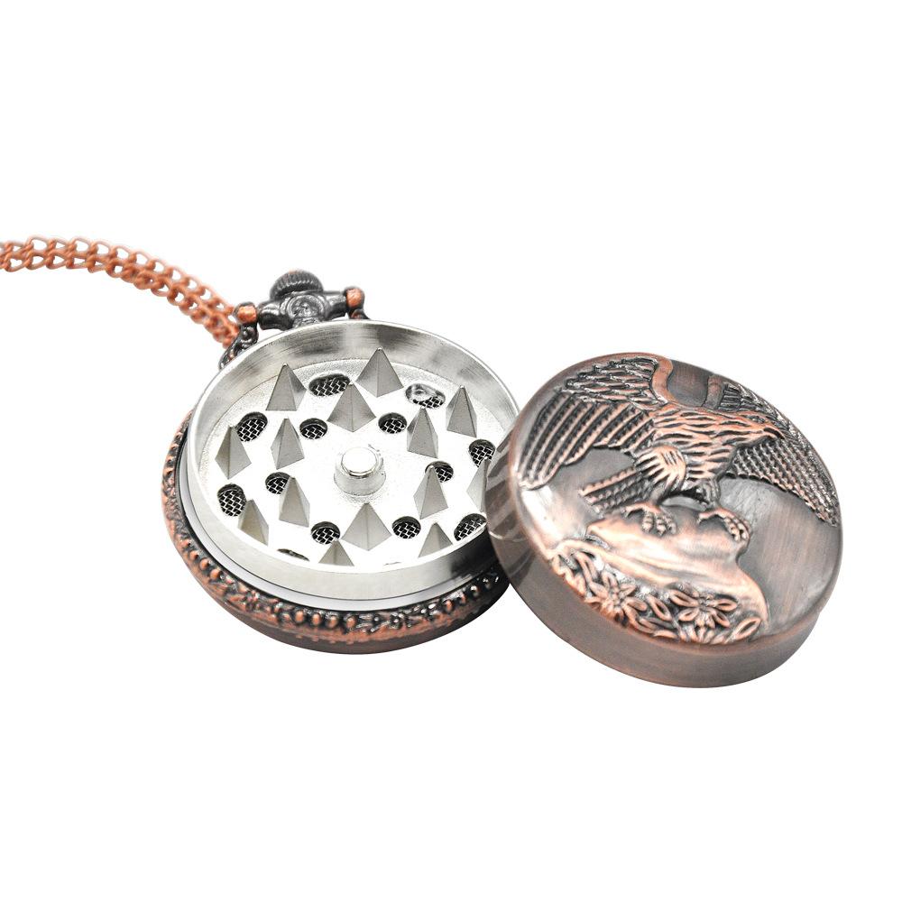 Necklace Hawk Pocket Watch Novelty Herb Grinder 3 Layer 45mm (2 Color)