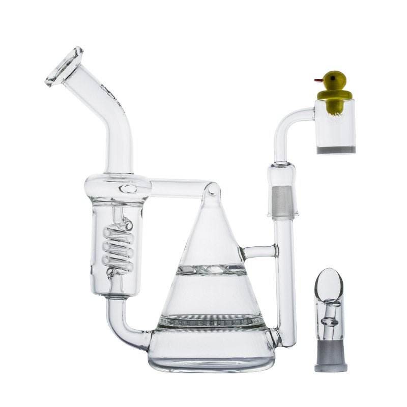 Pyramid Multi-Perc Recycler Glass Bong Set w/ Carb Cap and Banger