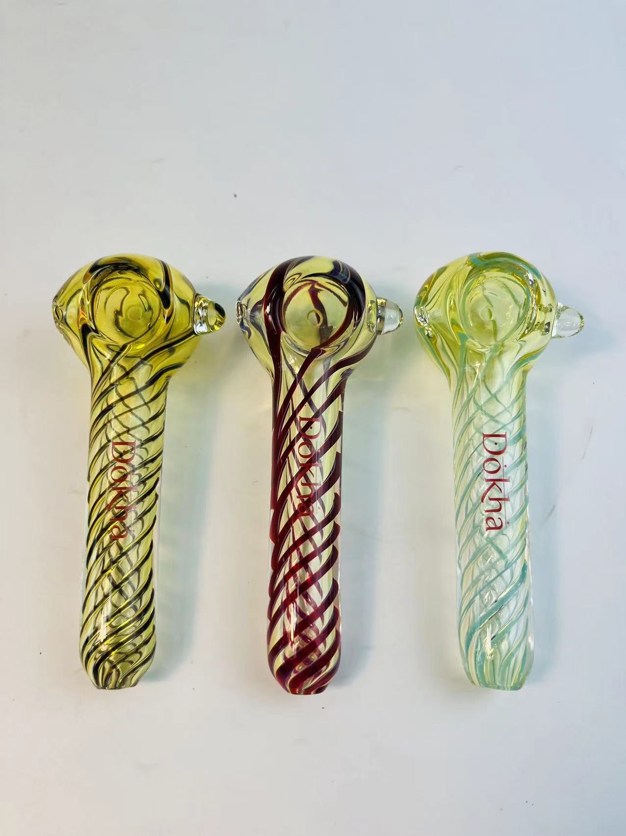 Spiral Glass Spoon Hand Pipe w/ Marble - PuffingBird