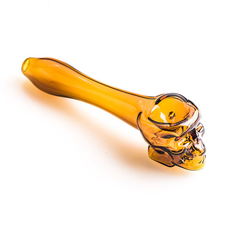 Orange Skull Theme Glass Pipe - PuffingBird