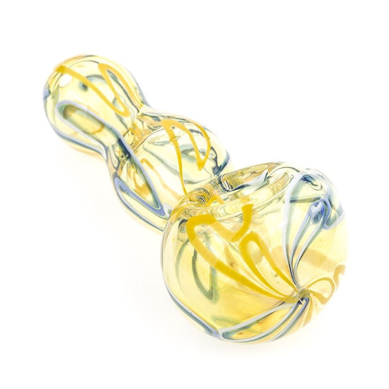Glass Spoon Pipe w/ Swirl Strips - PuffingBird
