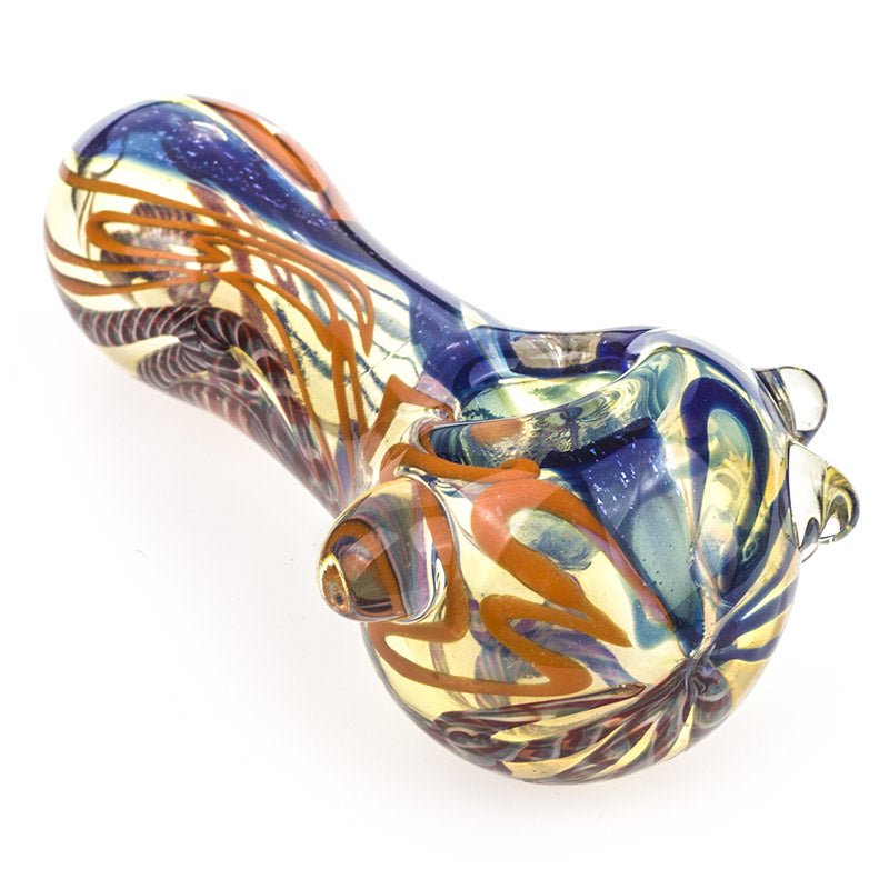 Spiral Fumed Glass Spoon Pipe w/ Marbles - PuffingBird