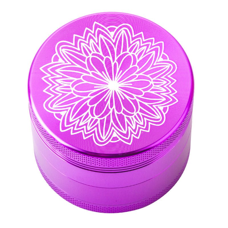 Purple Carved Flower Weed Grinder 4 Layer