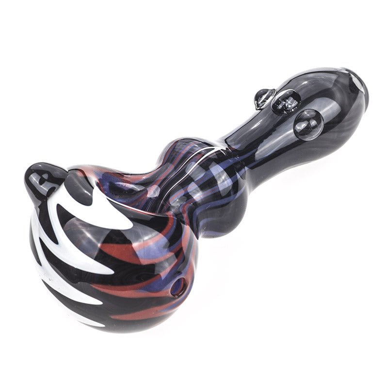 Zigzag Pattern Glass Pipe w/ Marbles - PuffingBird