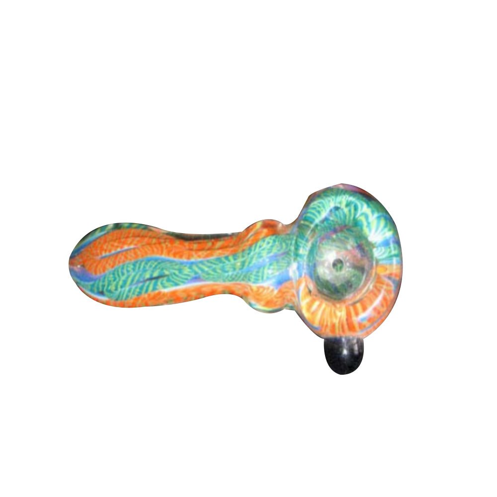 Three-Toned Glass Spoon Pipe w/ Marble - PuffingBird