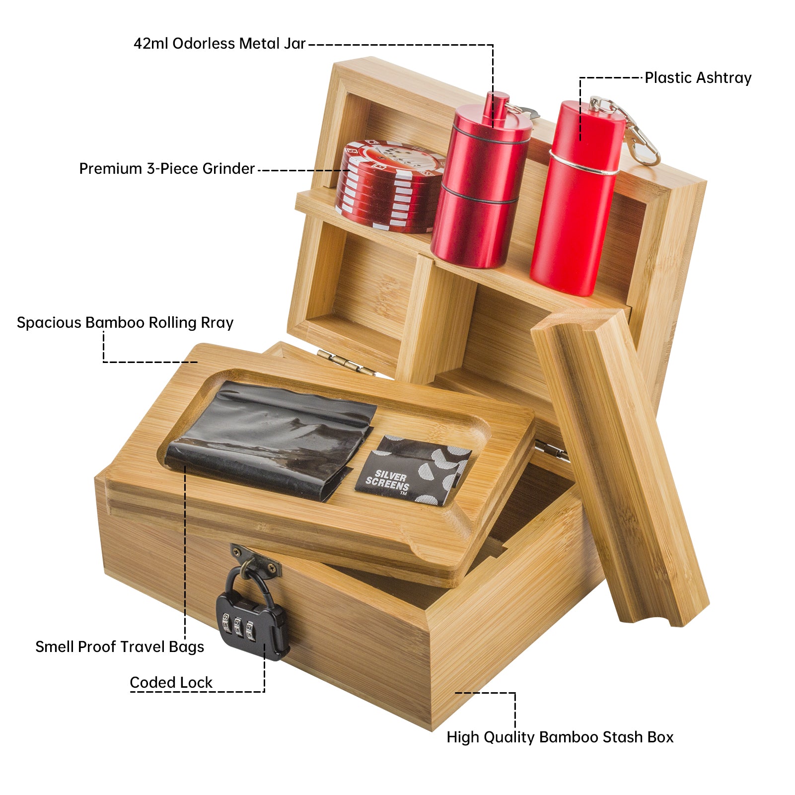 PUFFING BIRD Wooden Stash Box with Lock and key-Organiz Your Accessories