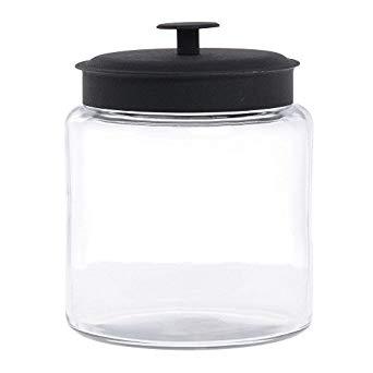 Anchor Hocking Montana Glass Jar With Black Lid
