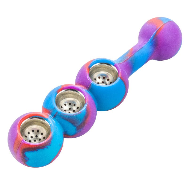 Silicone Triple Bowl Pipe (Random Color)