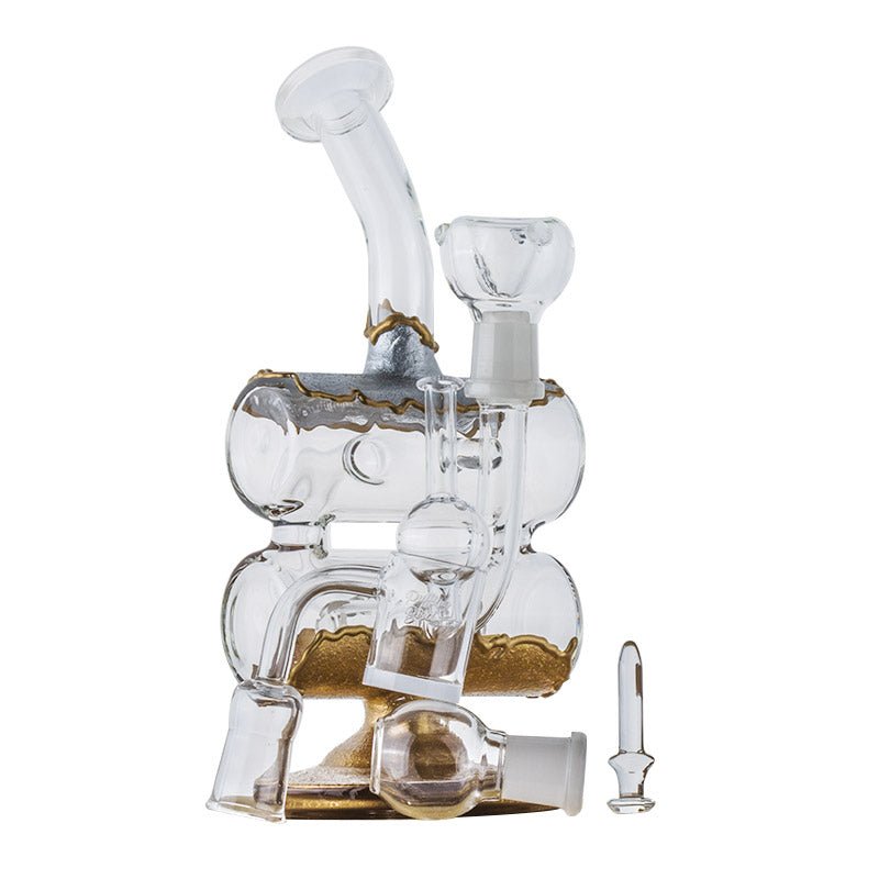 Double Chamber Recycler Dab Rig Set w/ Quartz and Carb Cap