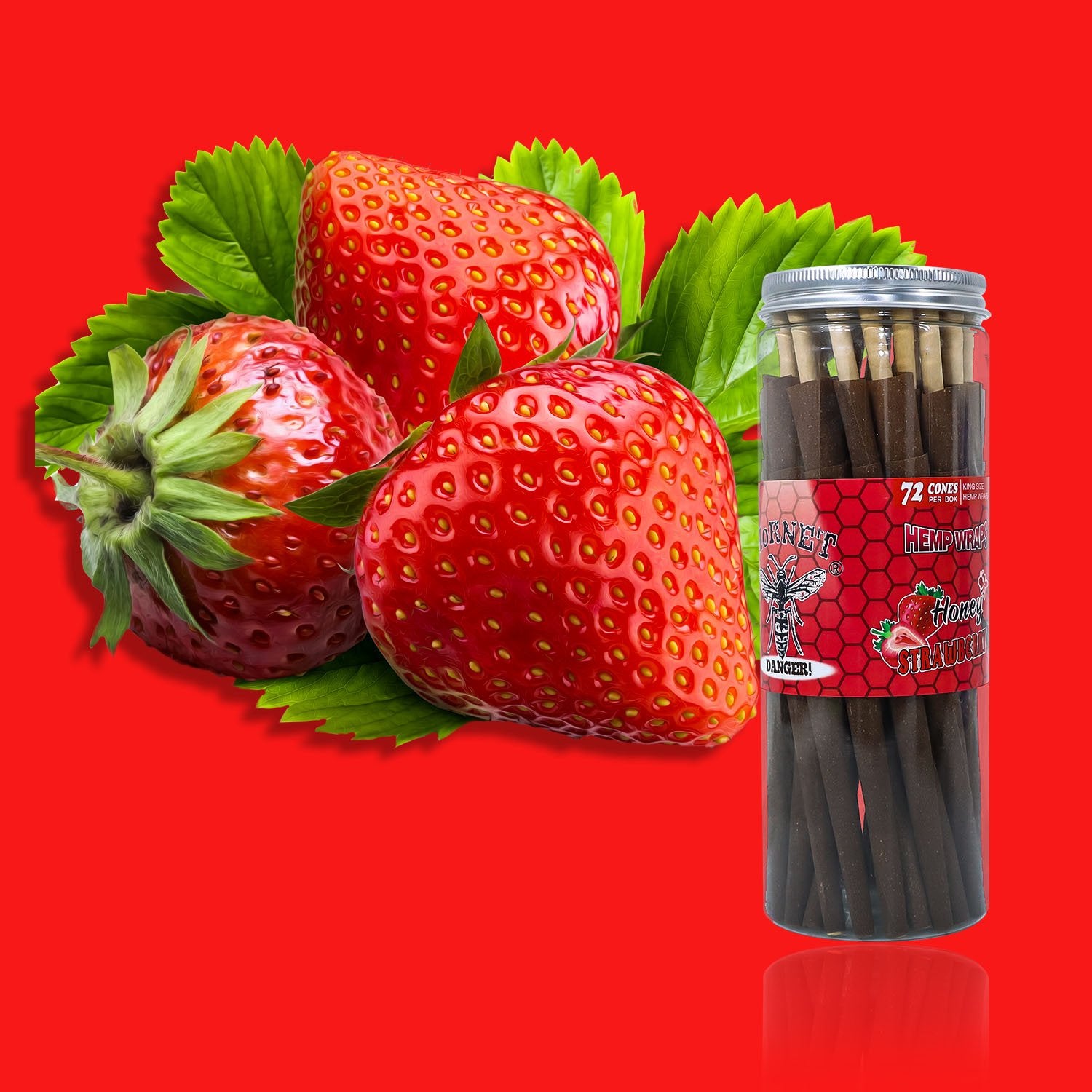 Strawberry Flavored Brown Cigar Skin Pre-Rolled Cones - Pack of 72