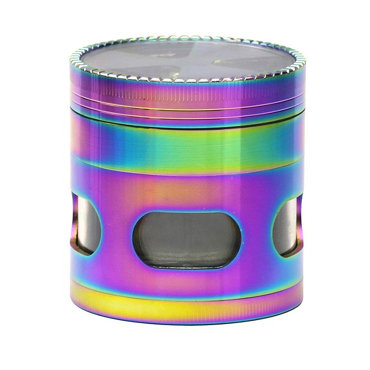 Rainbow Zinc Alloy Weed Grinder w/ Drawer