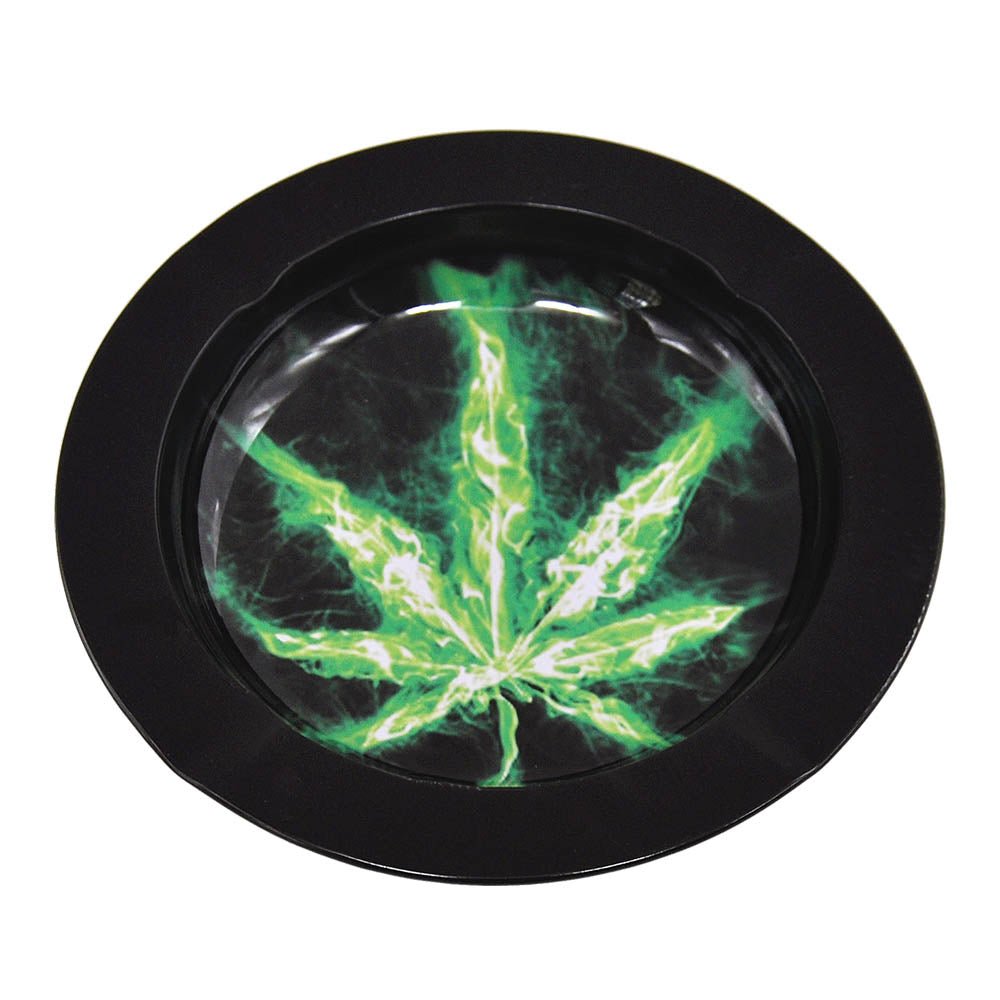 Marijuana Leaf Tin Ashtray (Random Pattern) - PuffingBird