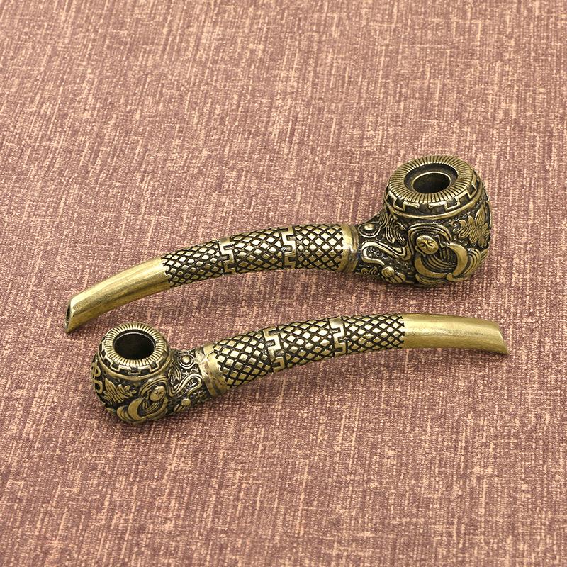 Antique Bronze Buddha Statue Smoking Pipe