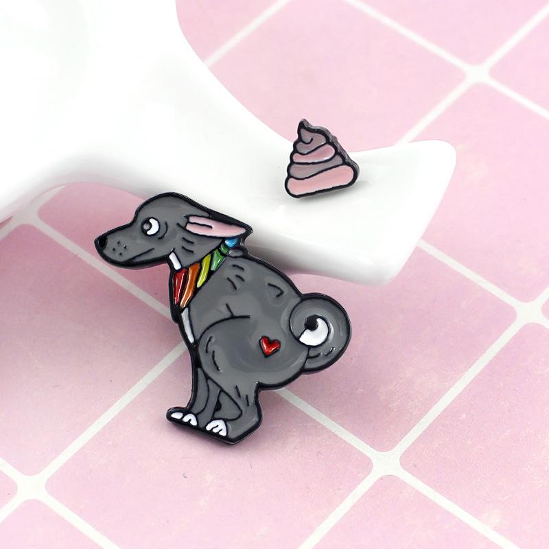 Dog w/ Rainbow Poop Enamel Pin