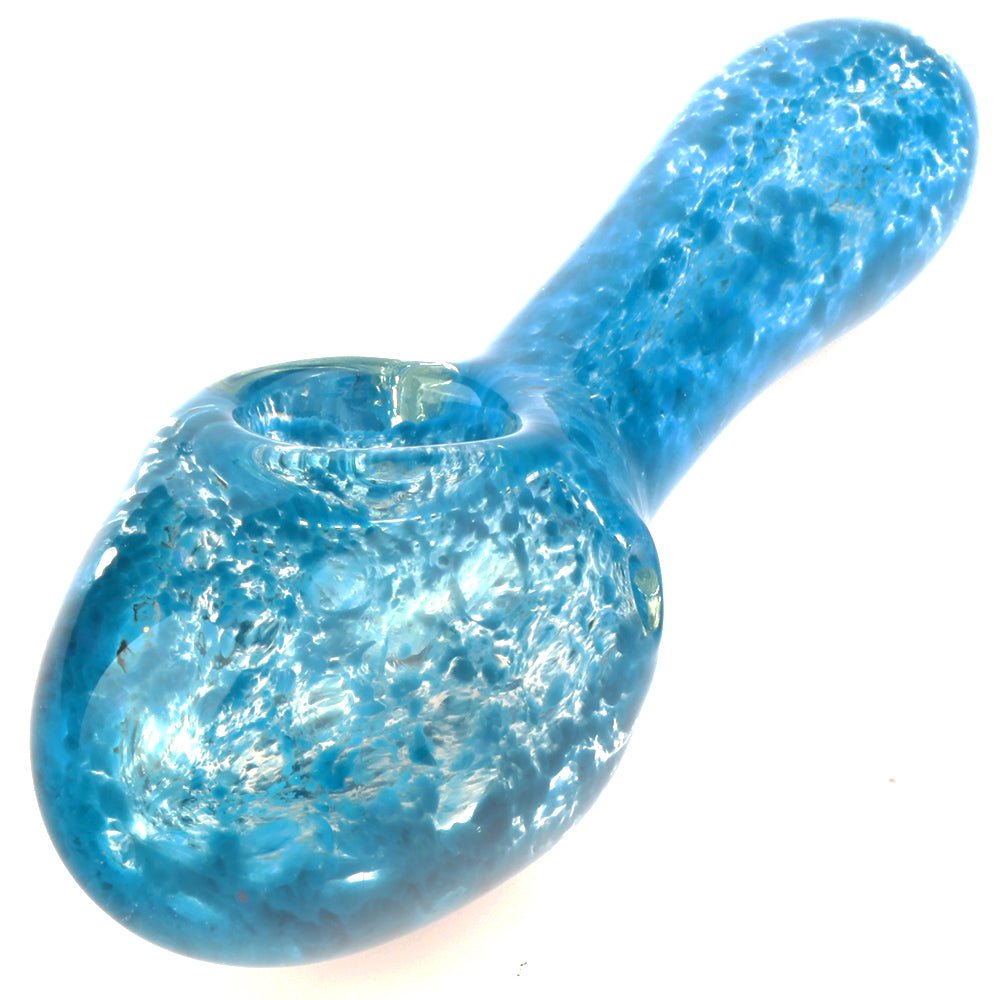 Blue Frit Glass Spoon Pipe