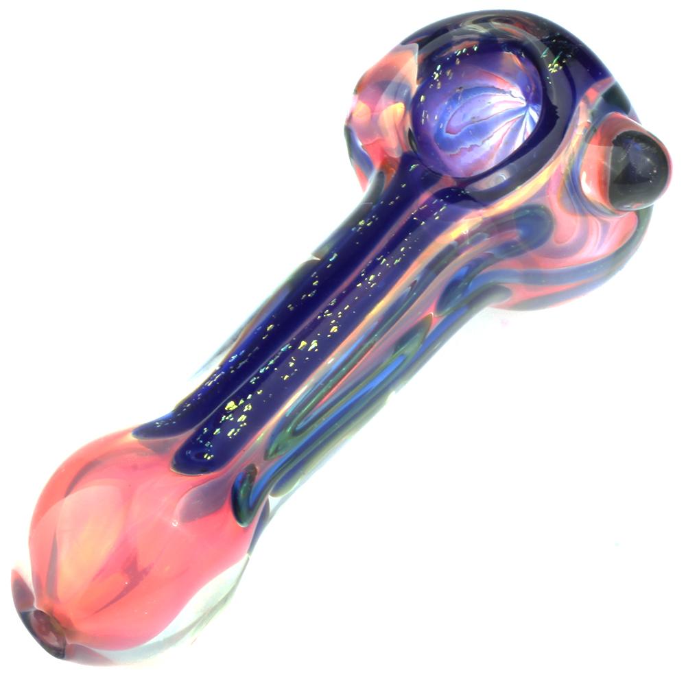 Fumed Color Changing Pipe and Blue Glass Pipe w/ White Stripes Set