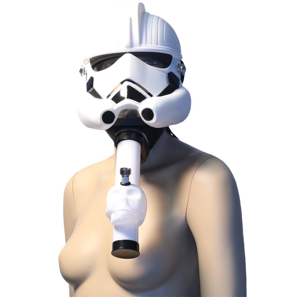 White Star Wars-Inspired Silicone Gas Mask with Skull Acrylic Bong
