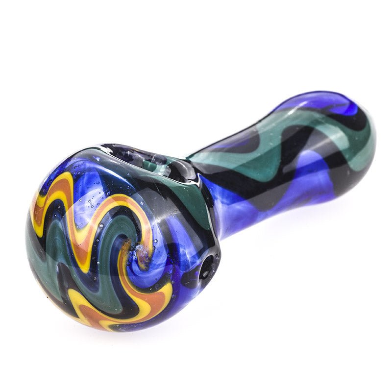Fumed Color Changing Glass Spoon Pipe w/ Swirl Pattern - PuffingBird
