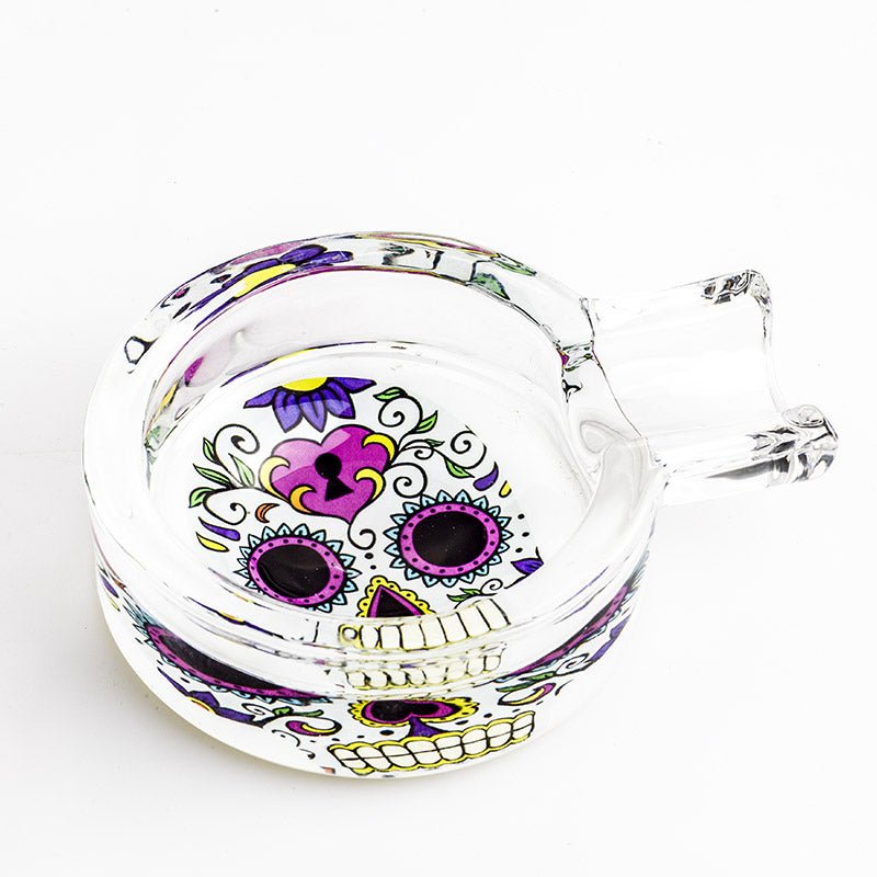 Day of Dead Skull Glass Ashtray (Random Pattern)