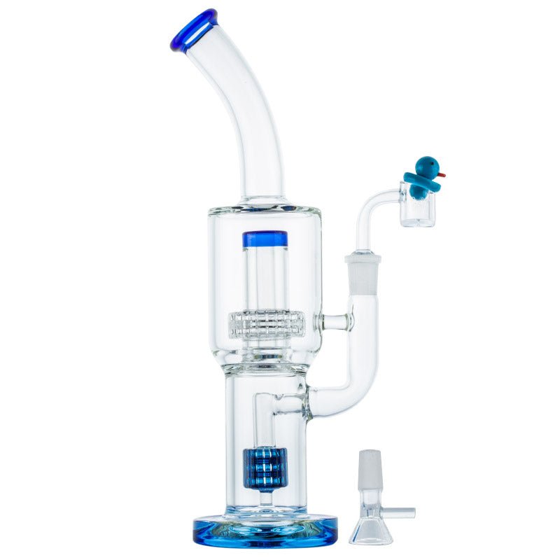 Double Matrix Perc Bong w/ Quartz Banger Ducky Carb Cap Set