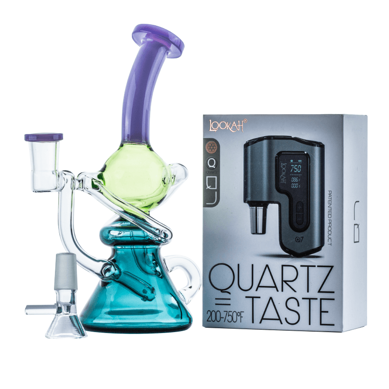 Colored Recycler Glass Dab Rig w/ Lookah Q7 Electric Nail Set