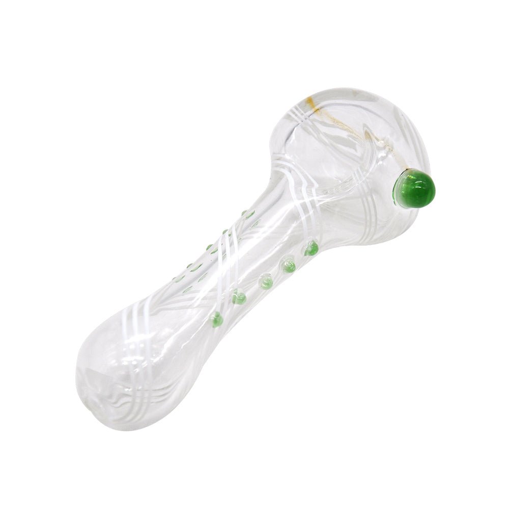 Clear Glass Spoon Pipe w/ White Lines - PuffingBird