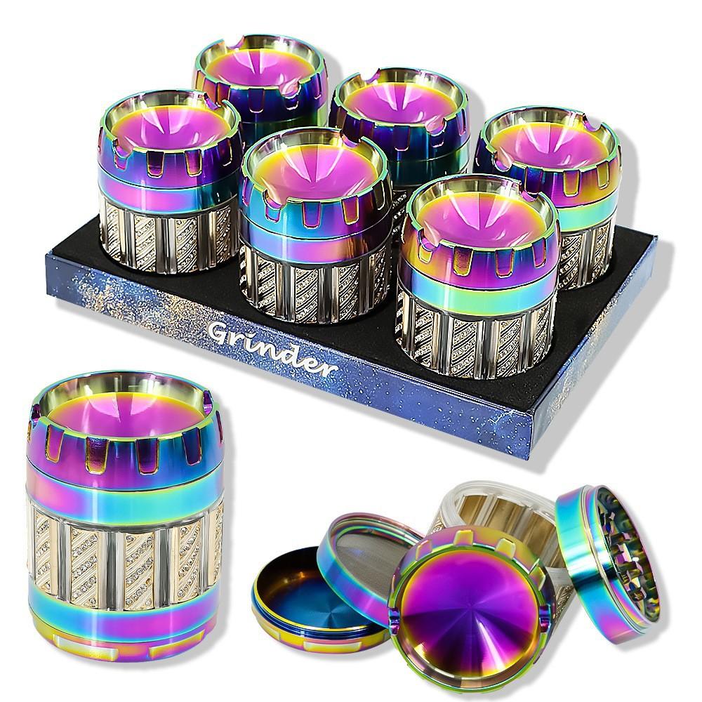 Rainbow Concave 4-Layer 63mm Zinc Alloy Weed Grinder