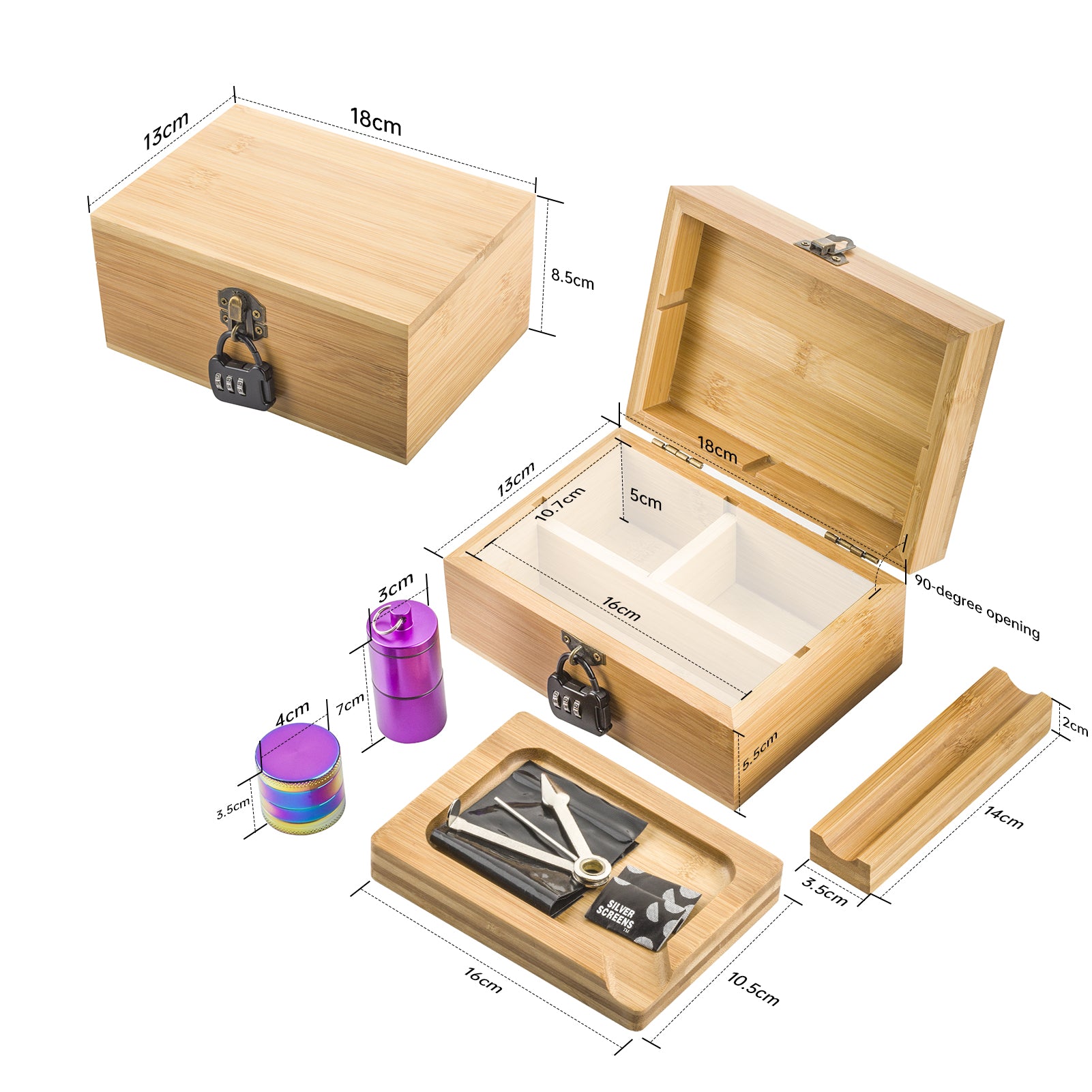 PUFFING BIRD Wooden Stash Box with Lock and key-Organiz Your Accessories