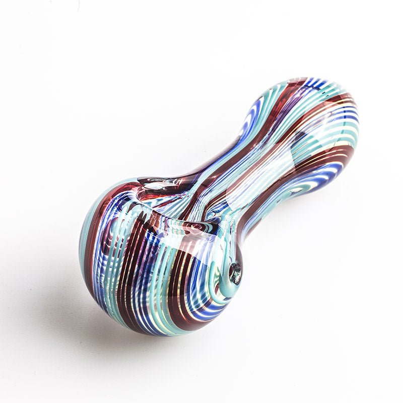 Glass Spoon Pipe w/ Stripes - PuffingBird