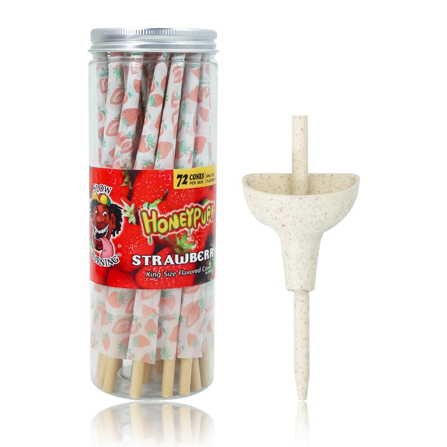 HoneyPuff King Size Strawberry Rolling Cones - 72 Count Textured Paper