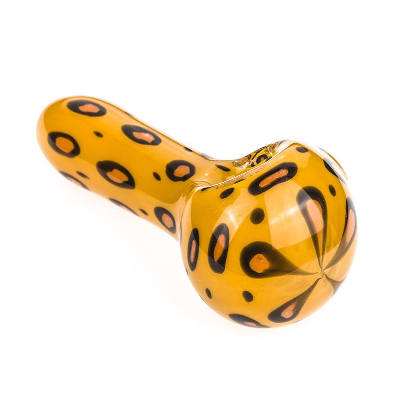 Yellow Glass Pipe with Leopard Print - PuffingBird