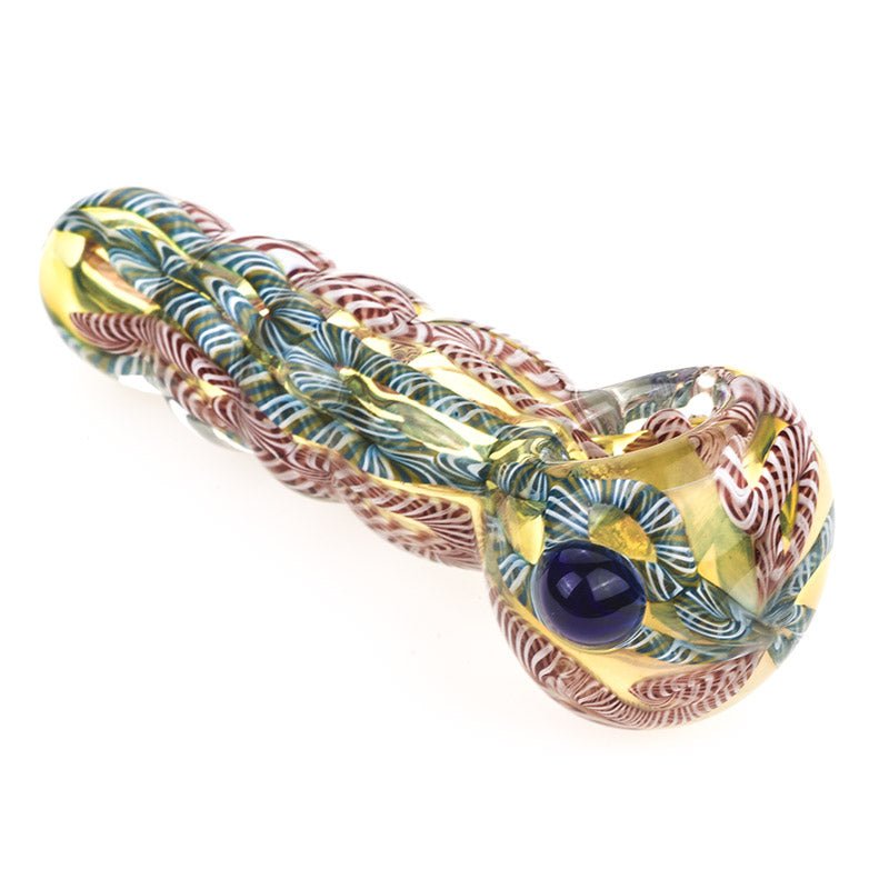 Chunky Glass Spoon Pipe w/ Marble - PuffingBird