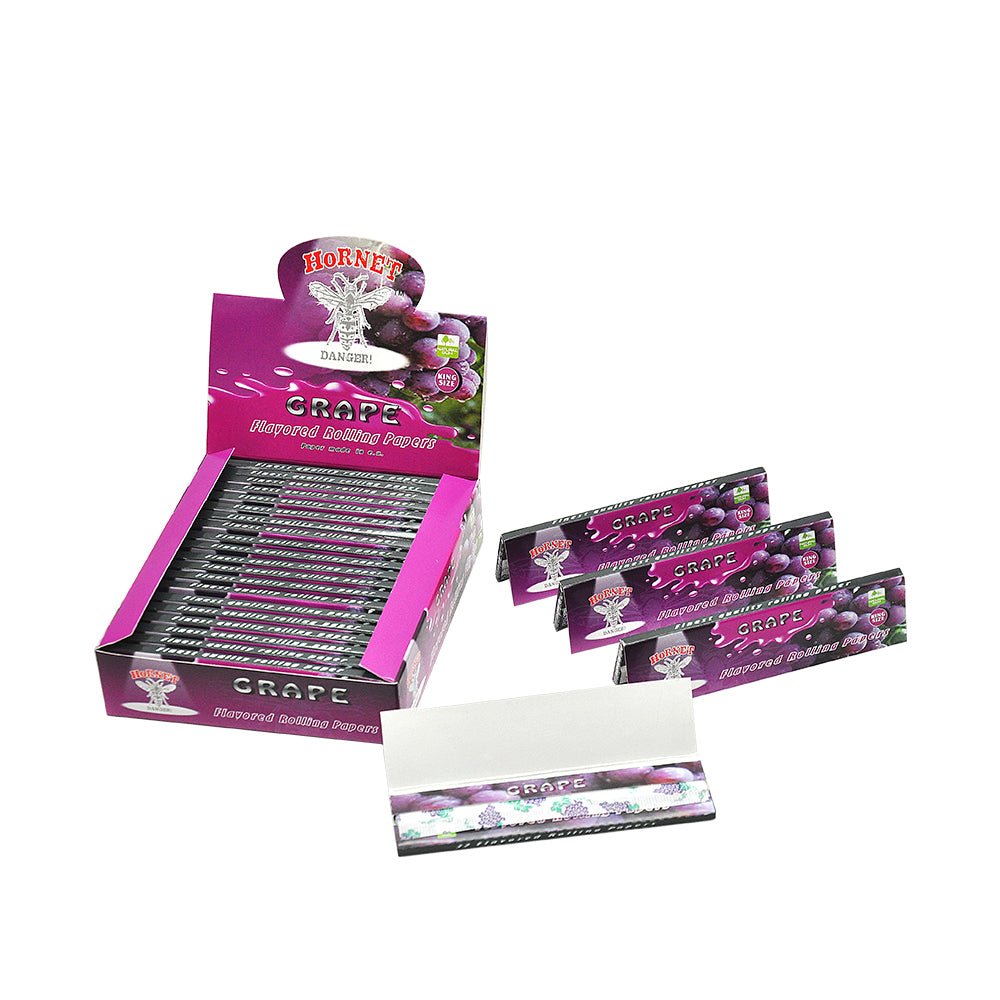 Hornet Kingsize Grape Flavored Rolling Paper Box of 25 Booklets/800 sheets