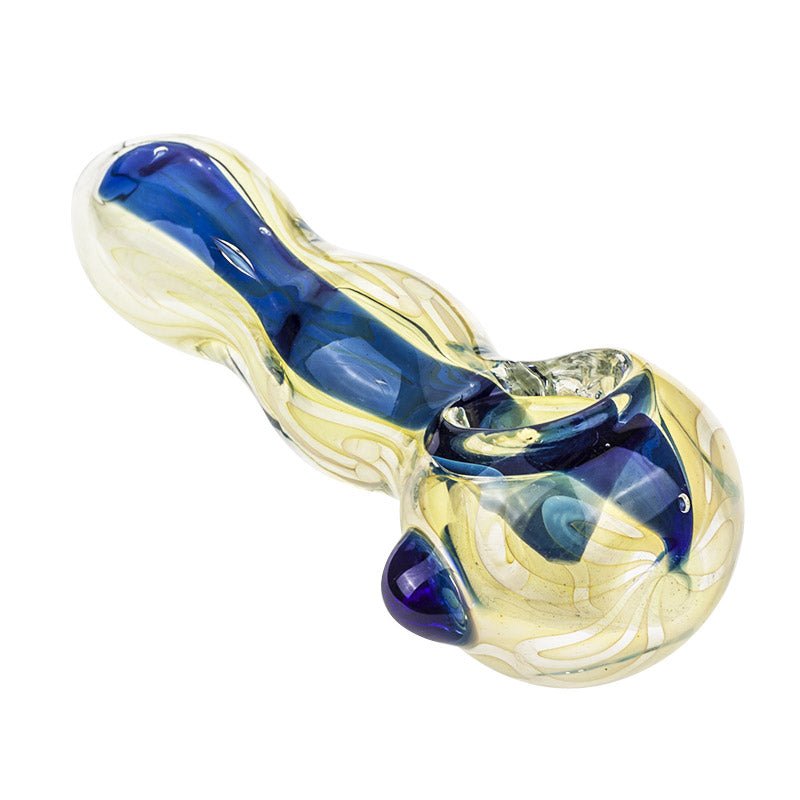 Glass Spoon Pipe w/ Blue Stripe - PuffingBird