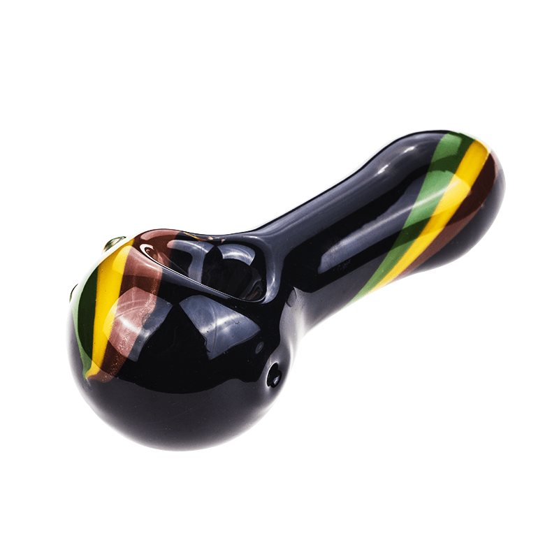 Black Glass Pipe w/ Rasta Stripes - PuffingBird