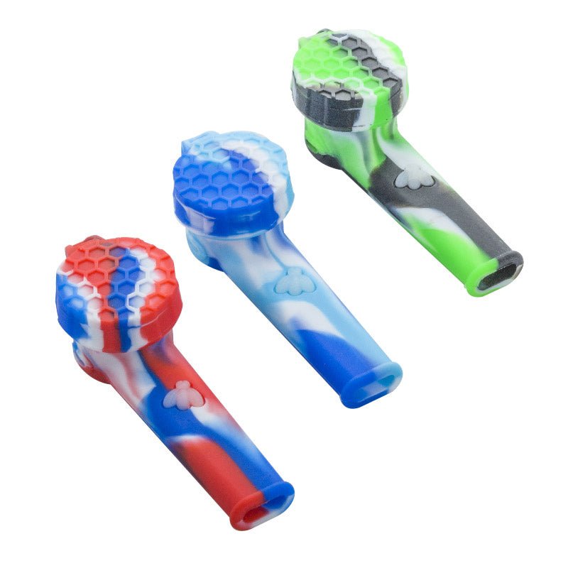 Colorful Silicone Pipe w/ Lid (Random Color)
