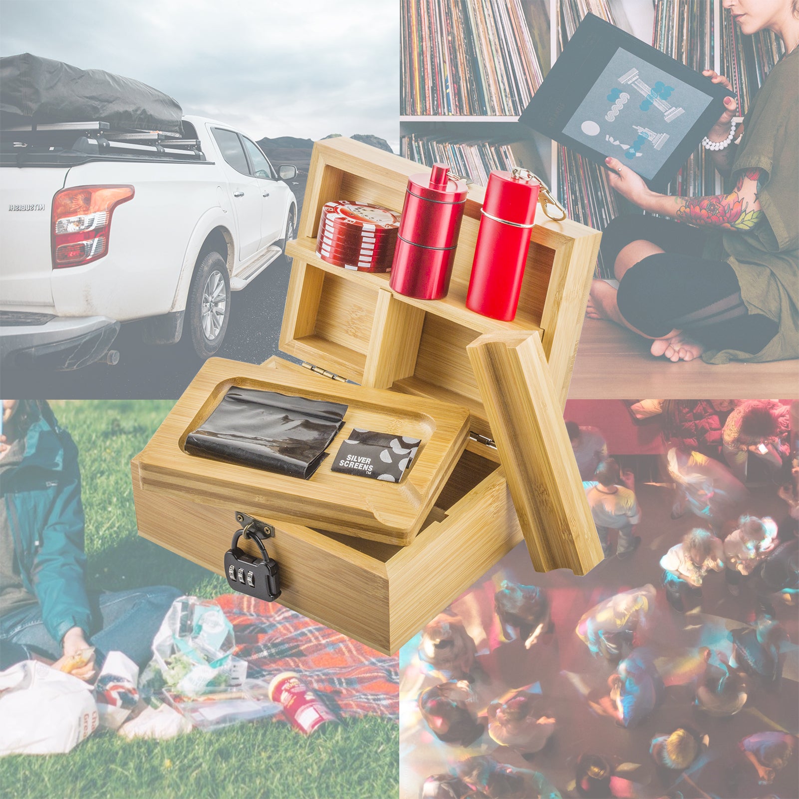 PUFFING BIRD Wooden Stash Box with Lock and key-Organiz Your Accessories