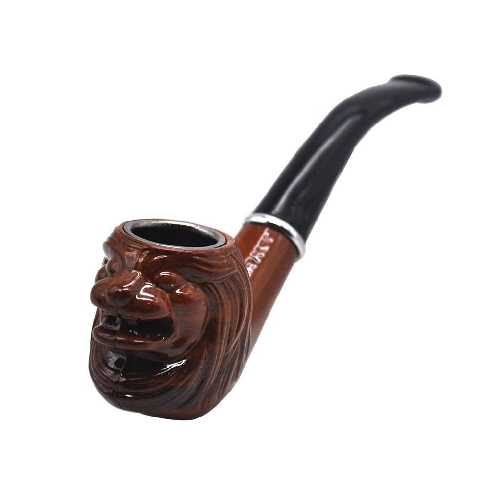 Brown Engraved Wooden Pipe