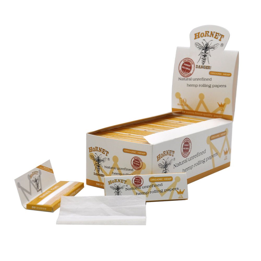 Hornet Organic Unrefined Hemp Rolling Paper Box of 24 Booklets/2400 sheets